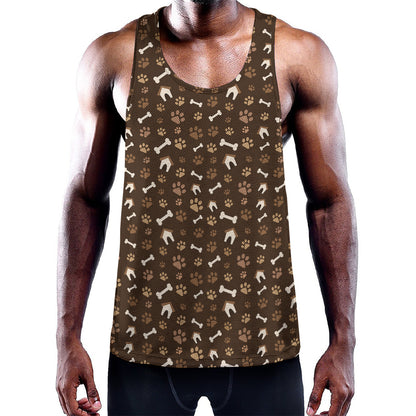 Brown Paw And Bone Pattern Print Training Tank Top