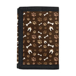 Brown Paw And Bone Pattern Print Trifold Wallet