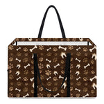 Brown Paw And Bone Pattern Print Utility Tote Bag