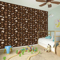 Brown Paw And Bone Pattern Print Wall Sticker