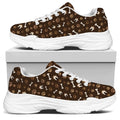 Brown Paw And Bone Pattern Print White Chunky Shoes