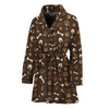 Brown Paw And Bone Pattern Print Women's Bathrobe