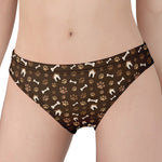 Brown Paw And Bone Pattern Print Women's Panties