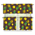Brown Pineapple Pattern Print 3 Piece Kitchen Curtains