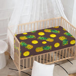 Brown Pineapple Pattern Print Baby Crib Sheet