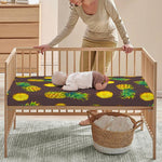Brown Pineapple Pattern Print Baby Crib Sheet
