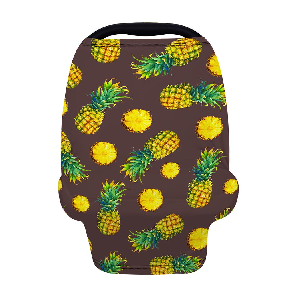Brown Pineapple Pattern Print Baby Seat Cover