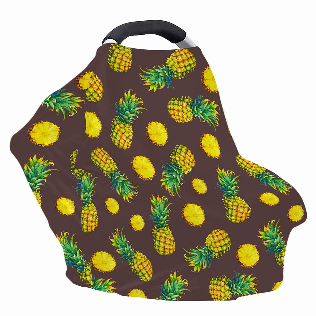 Brown Pineapple Pattern Print Baby Seat Cover