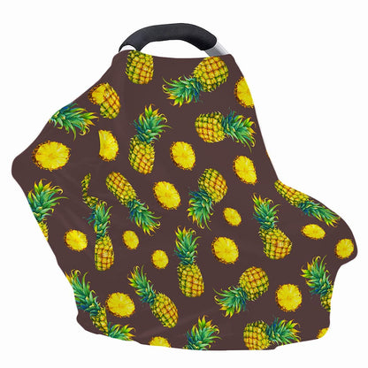 Brown Pineapple Pattern Print Baby Seat Cover