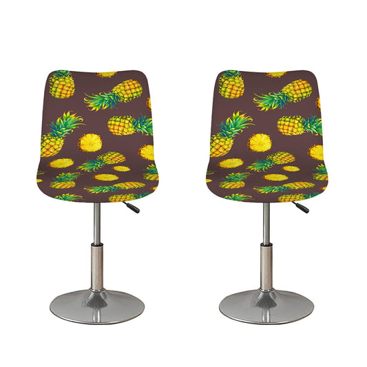 Brown Pineapple Pattern Print Bar Stool Covers