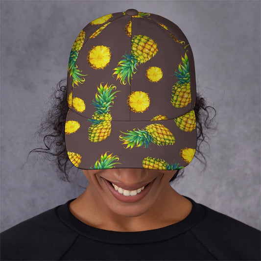 Brown Pineapple Pattern Print Baseball Cap
