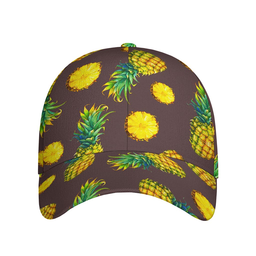 Brown Pineapple Pattern Print Baseball Cap