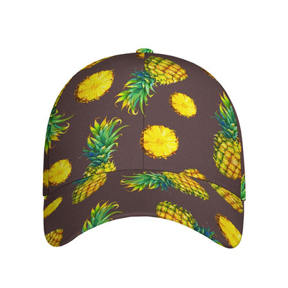 Brown Pineapple Pattern Print Baseball Cap
