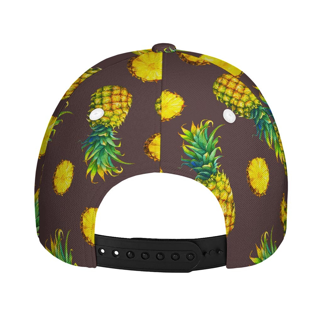 Brown Pineapple Pattern Print Baseball Cap