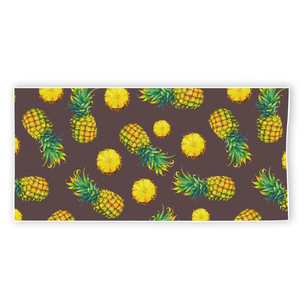 Brown Pineapple Pattern Print Beach Towel