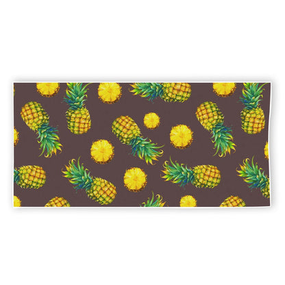 Brown Pineapple Pattern Print Beach Towel