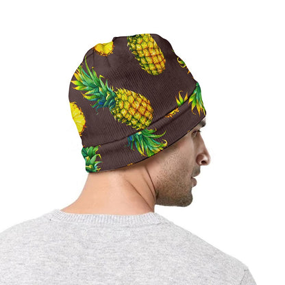 Brown Pineapple Pattern Print Beanie