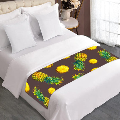 Brown Pineapple Pattern Print Bed Runner
