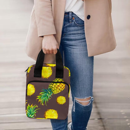 Brown Pineapple Pattern Print Bible Tote Bag