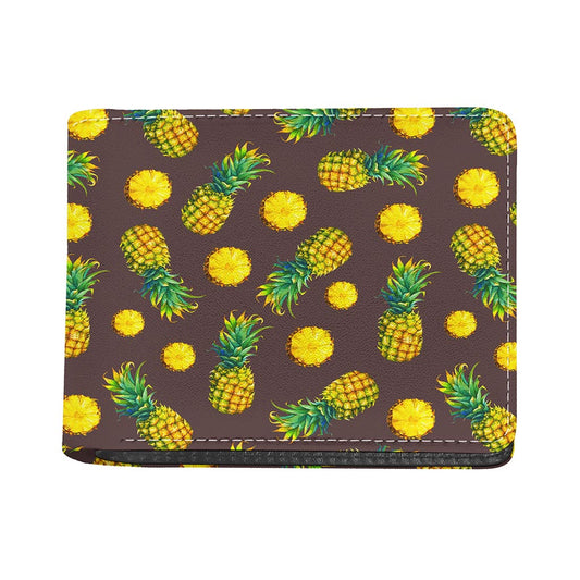 Brown Pineapple Pattern Print Bifold Wallet