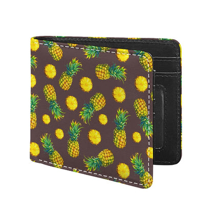 Brown Pineapple Pattern Print Bifold Wallet