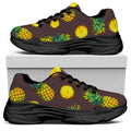 Brown Pineapple Pattern Print Black Chunky Shoes