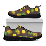 Brown Pineapple Pattern Print Black Running Shoes