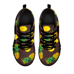 Brown Pineapple Pattern Print Black Running Shoes