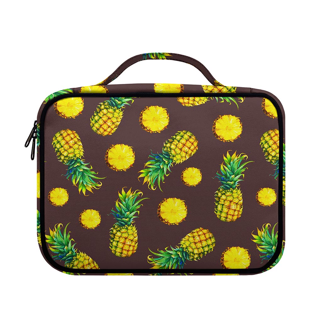 Brown Pineapple Pattern Print Briefcase Bible Bag