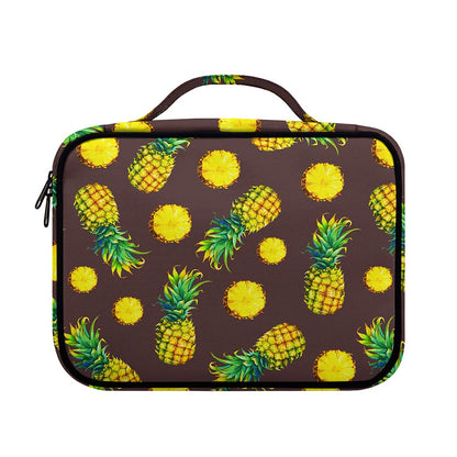 Brown Pineapple Pattern Print Briefcase Bible Bag