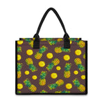 Brown Pineapple Pattern Print Canvas Tote Bag