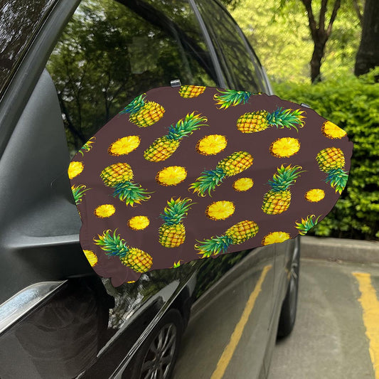Brown Pineapple Pattern Print Car Side Mirror Covers