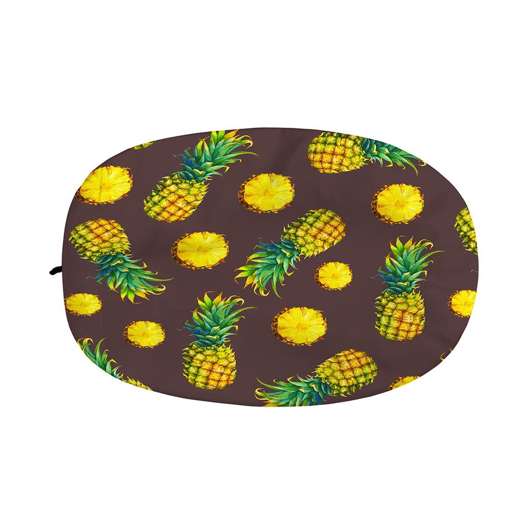 Brown Pineapple Pattern Print Car Side Mirror Covers