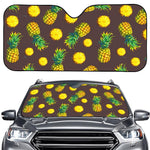 Brown Pineapple Pattern Print Car Windshield Sun Shade
