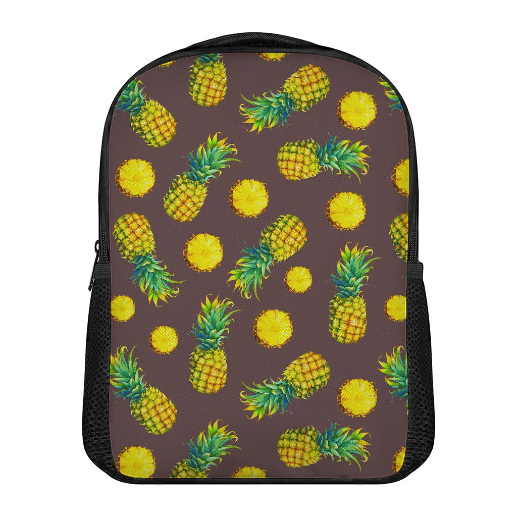 Brown Pineapple Pattern Print Casual Backpack