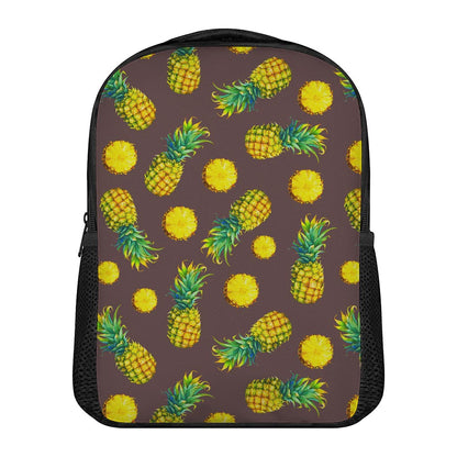 Brown Pineapple Pattern Print Casual Backpack