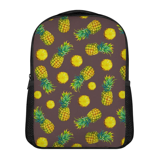 Brown Pineapple Pattern Print Casual Backpack