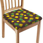 Brown Pineapple Pattern Print Chair Cushion Cover