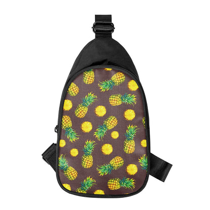 Brown Pineapple Pattern Print Chest Bag