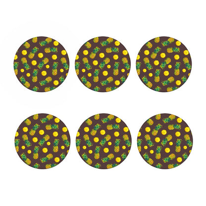 Brown Pineapple Pattern Print Coaster Set