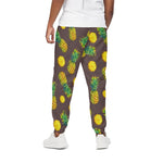 Brown Pineapple Pattern Print Cotton Pants