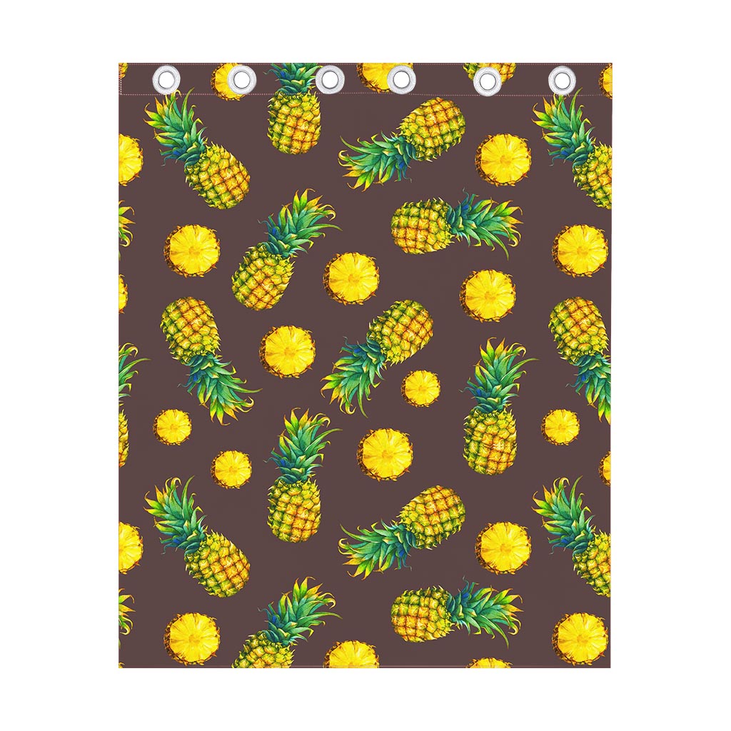 Brown Pineapple Pattern Print Curtain