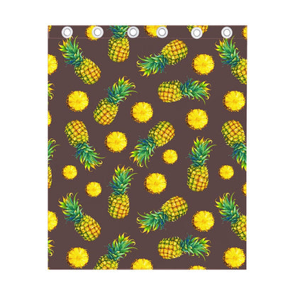 Brown Pineapple Pattern Print Curtain