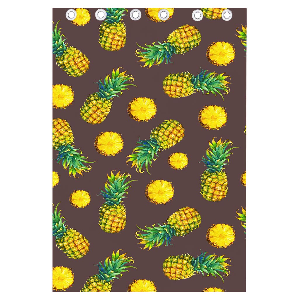 Brown Pineapple Pattern Print Curtain