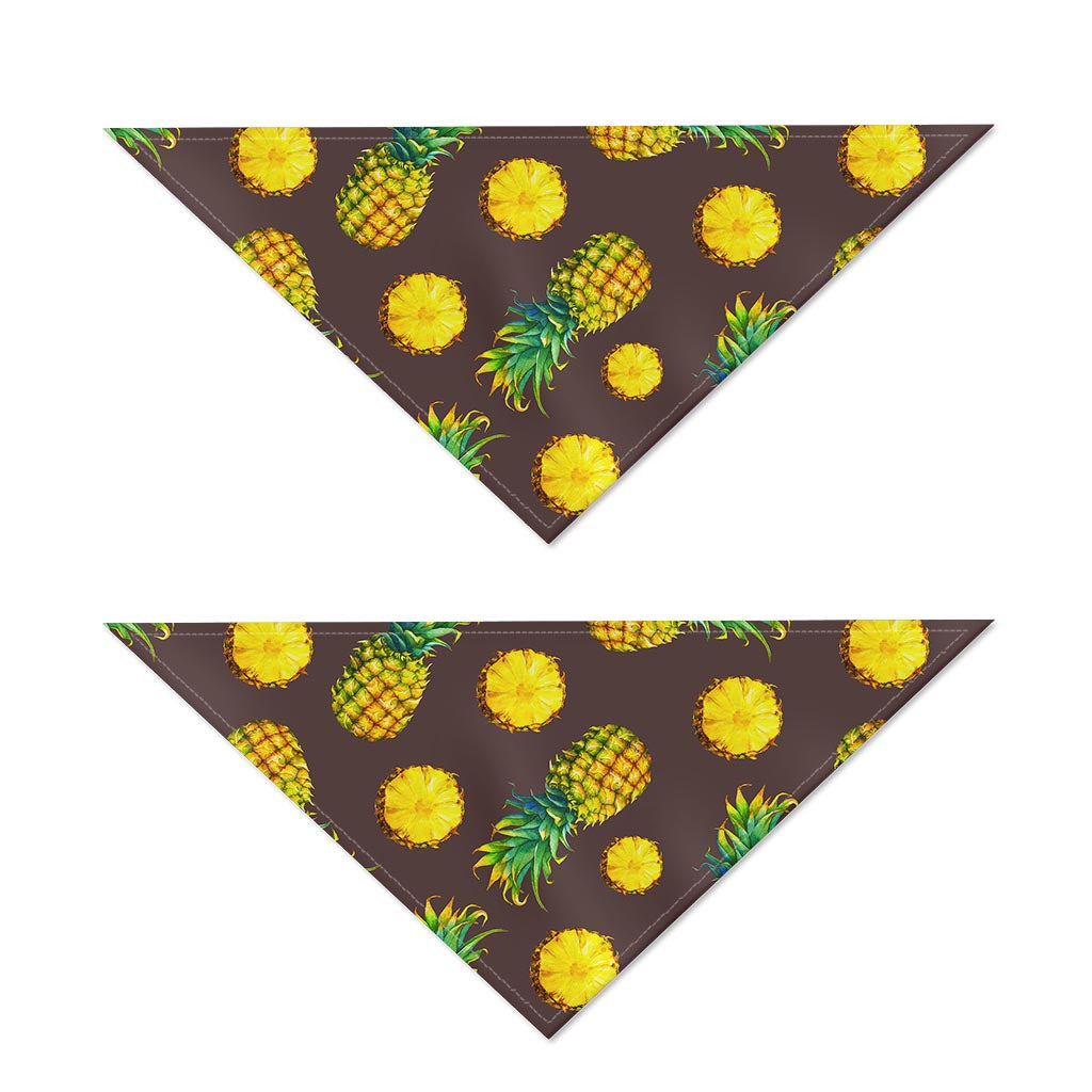 Brown Pineapple Pattern Print Dog Bandana