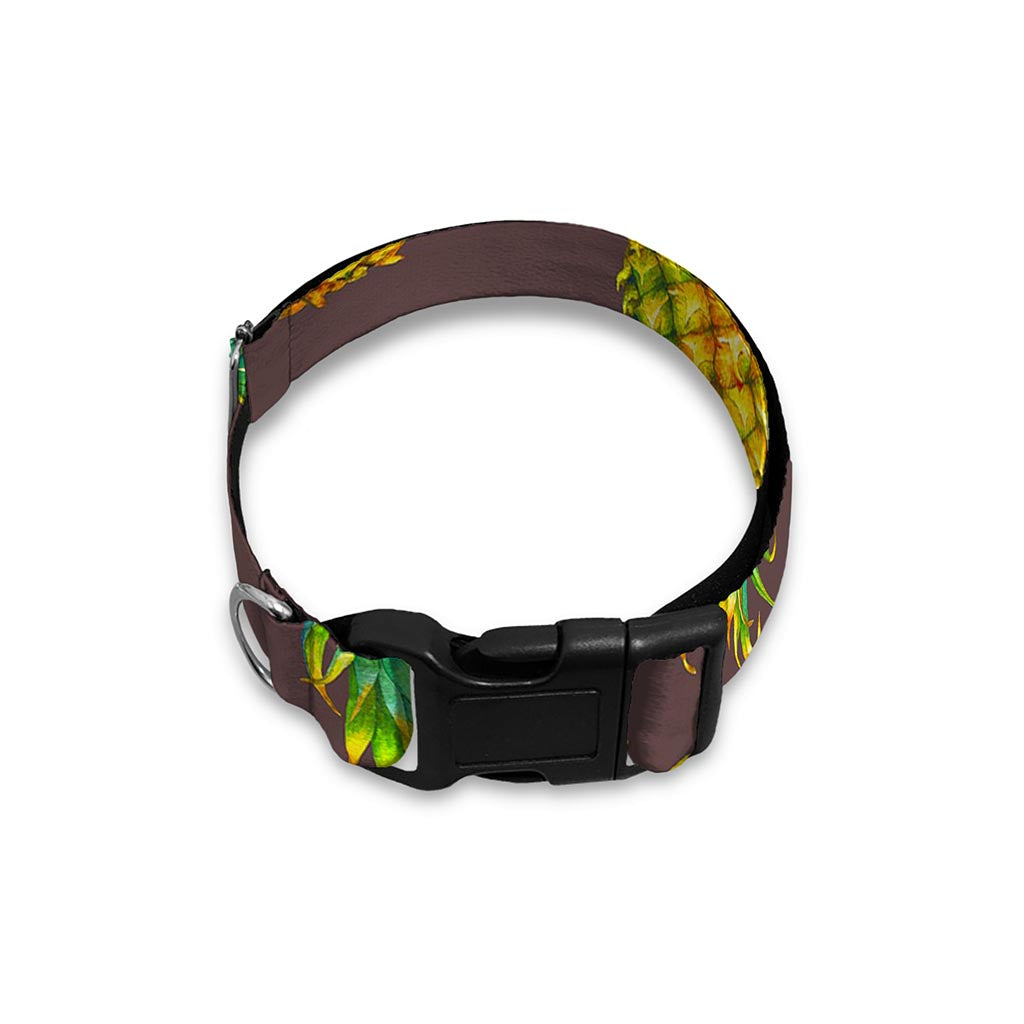 Brown Pineapple Pattern Print Dog Collar