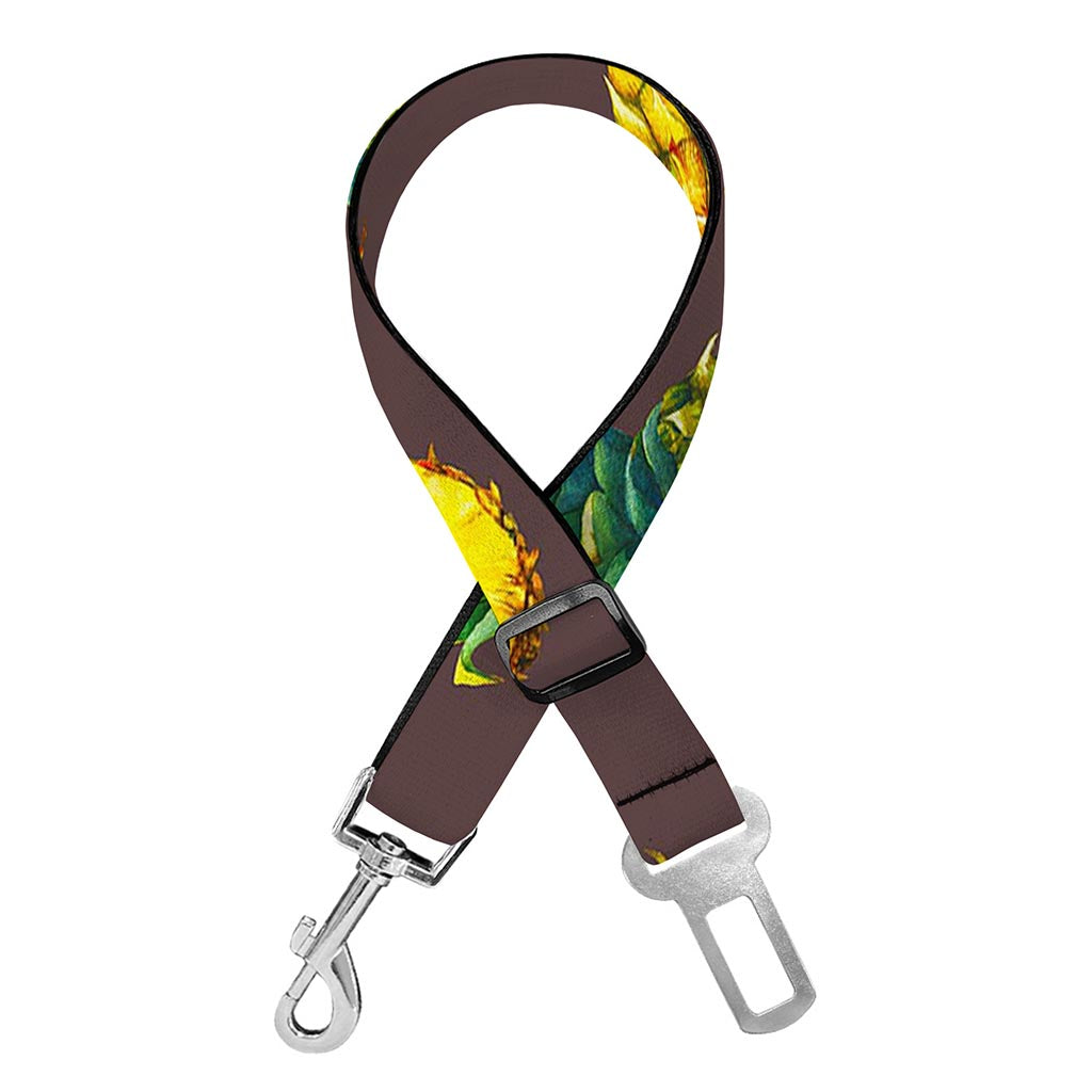 Brown Pineapple Pattern Print Dog Seat Belt