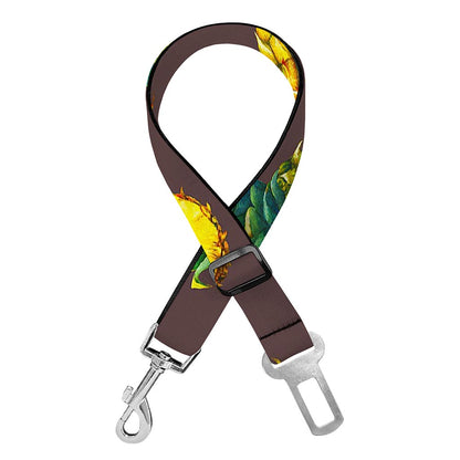 Brown Pineapple Pattern Print Dog Seat Belt