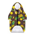 Brown Pineapple Pattern Print Dog Zip Up Hoodie