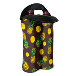 Brown Pineapple Pattern Print Double Neoprene Wine Tote